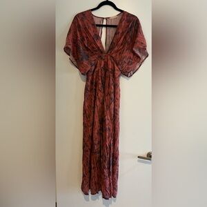 Tie-Dye Rust Red & Navy Maxi Dress